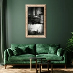 «'Beauty is a witch' series Elvaston Castle..'crow'» в интерьере зеленой гостиной над диваном