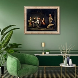 «Ring O'Roses, c.1850» в интерьере гостиной в зеленых тонах