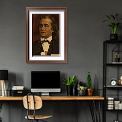 «Portrait of Anton Rubinstein 3» в интерьере кабинета с серыми стенами