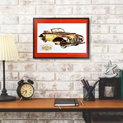 «Автомобили в искусстве 43» в интерьере кабинета в стиле лофт над столом
