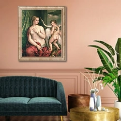 «Leda and the Swan» в интерьере классической гостиной над диваном