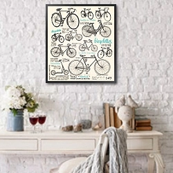 «Формы велосипедов» в интерьере в стиле прованс над столиком