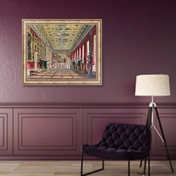 «The King's Gallery, Kensington Palace from Pyne's 'Royal Residences', 1818» в интерьере в классическом стиле в фиолетовых тонах