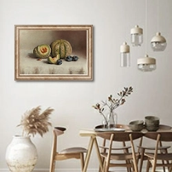 «Still Life With Plums And Melons» в интерьере кухни в стиле ретро над обеденным столом