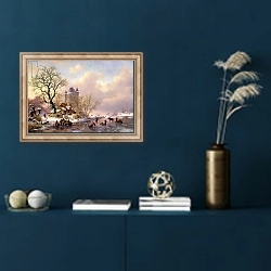 «Winter Landscape with a Castle» в интерьере в классическом стиле в синих тонах