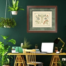«Abstract design based on tiny flowers.» в интерьере кабинета с зелеными стенами