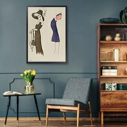«un homme et une femme» в интерьере гостиной в стиле ретро в серых тонах
