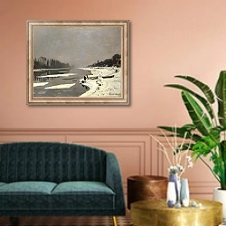 «Плывущие по Сене льдины» в интерьере классической гостиной над диваном