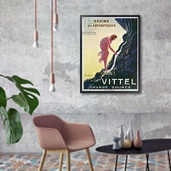 «Advertisement for Vittel Grande Source, 1911» в интерьере в стиле лофт с бетонной стеной