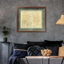 «Карта: Россия в Европе №11, 1827 г. 1» в интерьере гостиной в стиле лофт в серых тонах