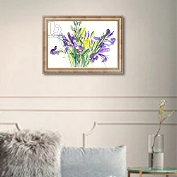 «Irises, 1999,» в интерьере в классическом стиле в светлых тонах