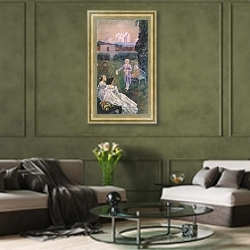 «Гармония. 1899-1900» в интерьере гостиной в оливковых тонах