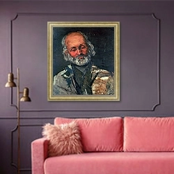 «Head of an Old Man, c.1866» в интерьере гостиной с розовым диваном