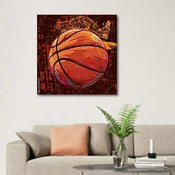 «Баскетбольный мяч 5» в интерьере современной светлой гостиной над диваном