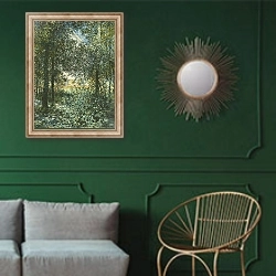 «Thicket: The House of Argenteuil, 1876» в интерьере классической гостиной с зеленой стеной над диваном