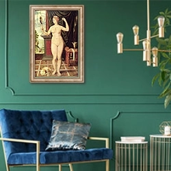 «Venus with a Mirror» в интерьере в классическом стиле с зеленой стеной