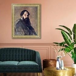 «Портрет художника А.К.Саврасова» в интерьере классической гостиной над диваном