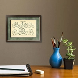 «Велосипеды 2» в интерьере кабинета с бежевыми стенами над столом