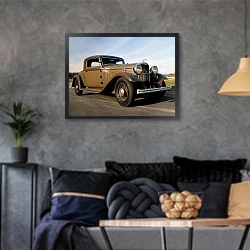 «Lincoln KA V8 Coupe '1932» в интерьере гостиной в стиле лофт в серых тонах
