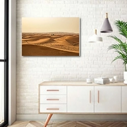 «Пески пустыни 1» в интерьере комнаты в скандинавском стиле над тумбой