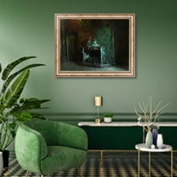 «Elvaston Gothic» в интерьере гостиной в зеленых тонах