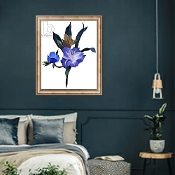 «blue flowers» в интерьере классической спальни с темными стенами