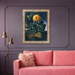 «Double sunflower» в интерьере гостиной с розовым диваном