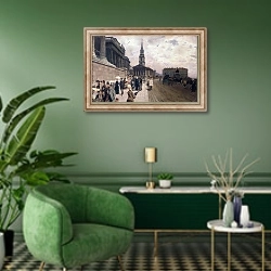 «The National Gallery, London» в интерьере гостиной в зеленых тонах