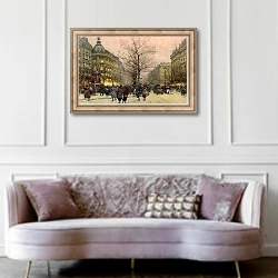 «Гранд Бульвар. Париж» в интерьере гостиной в классическом стиле над диваном