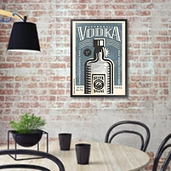 «Водка, ретро плакат» в интерьере кухни в стиле лофт с кирпичной стеной