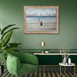 «Ring tone, 2012,» в интерьере гостиной в зеленых тонах