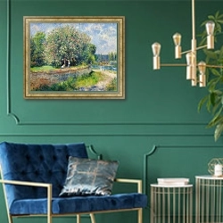 «Каштан в цвету 2» в интерьере в классическом стиле с зеленой стеной