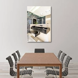 «Современная ванная комната с мозаикой» в интерьере конференц-зала над столом для переговоров
