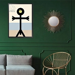 «The Son of Man Icon, 2006» в интерьере классической гостиной с зеленой стеной над диваном