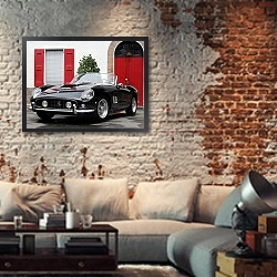 «Ferrari 250 Spider California» в интерьере гостиной в стиле лофт с кирпичной стеной