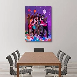 «Вечеринка с воздушными шарами» в интерьере конференц-зала над столом для переговоров