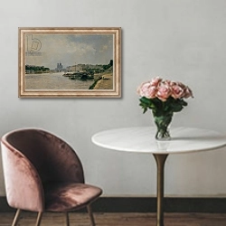«The Seine from the Quai de la Rapee» в интерьере в классическом стиле над креслом