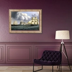 «American Frigates Off Gibraltar» в интерьере в классическом стиле в фиолетовых тонах