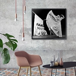 «История в черно-белых фото 601» в интерьере в стиле лофт с бетонной стеной