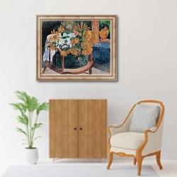 «Натюрморт с подсолнухами» в интерьере в классическом стиле над комодом