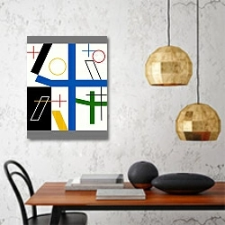 «Four spaces with broken crosses» в интерьере кухни в стиле минимализм над столом