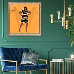 «Portrait of Michelle Obama» в интерьере в классическом стиле с зеленой стеной