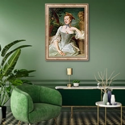 «Madame de Pompadour 3» в интерьере гостиной в зеленых тонах