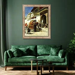 «The Rajah's Favourite, 1884-89» в интерьере зеленой гостиной над диваном