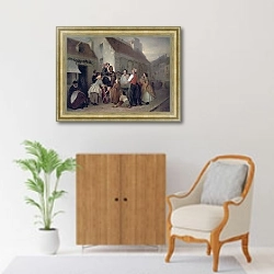 «Продавец песенников. (Неоконч.) 1863-64» в интерьере в классическом стиле над комодом