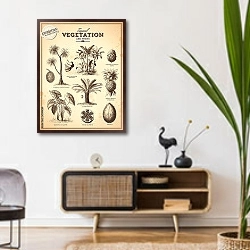 «Тропические растения и экзотические фрукты» в интерьере комнаты в стиле ретро над тумбой