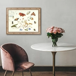 «Study of Insects and Flowers» в интерьере в классическом стиле над креслом