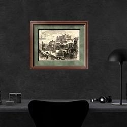 «Toledo, Spain, illustration from 'Spanish Pictures' by the Rev. Samuel Manning» в интерьере кабинета в черных цветах над столом
