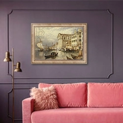 «The Church of Santa Maria del Rosario or of the Gesuati, Venice,» в интерьере гостиной с розовым диваном