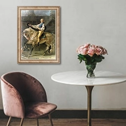 «Equestrian Portrait of Stanislas Kostka Potocki 1781» в интерьере в классическом стиле над креслом